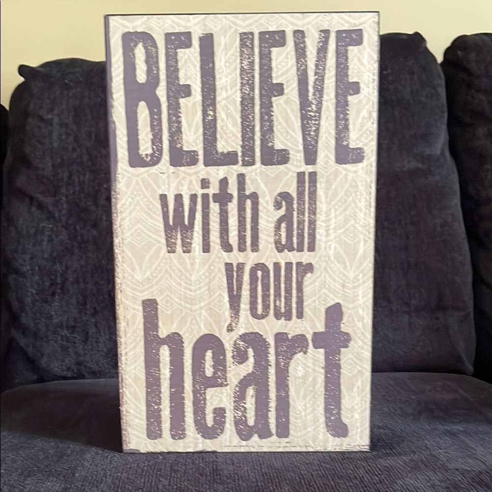 Inspirational Wooden Wall Art with Purple Text